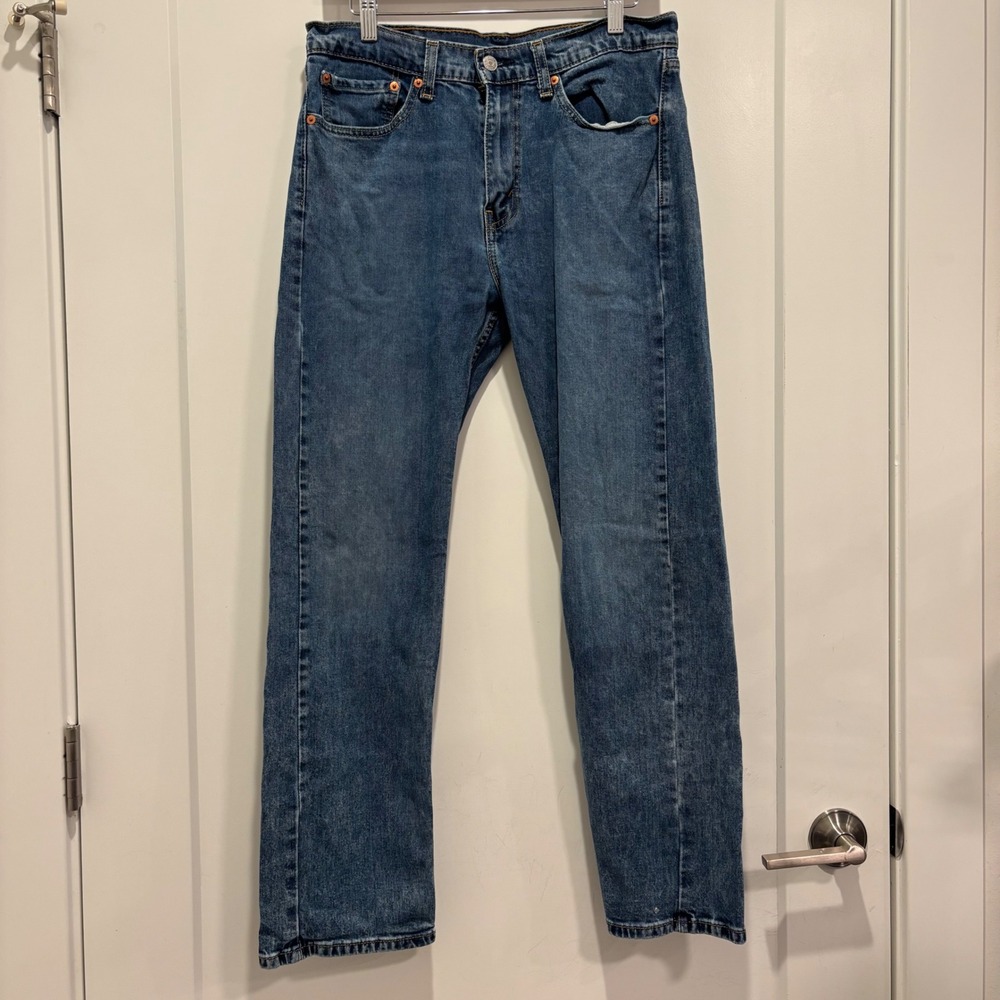 Levis 505 Regular Fit Straight Leg Jeans Mens Blue Denim Pants Medium Wash